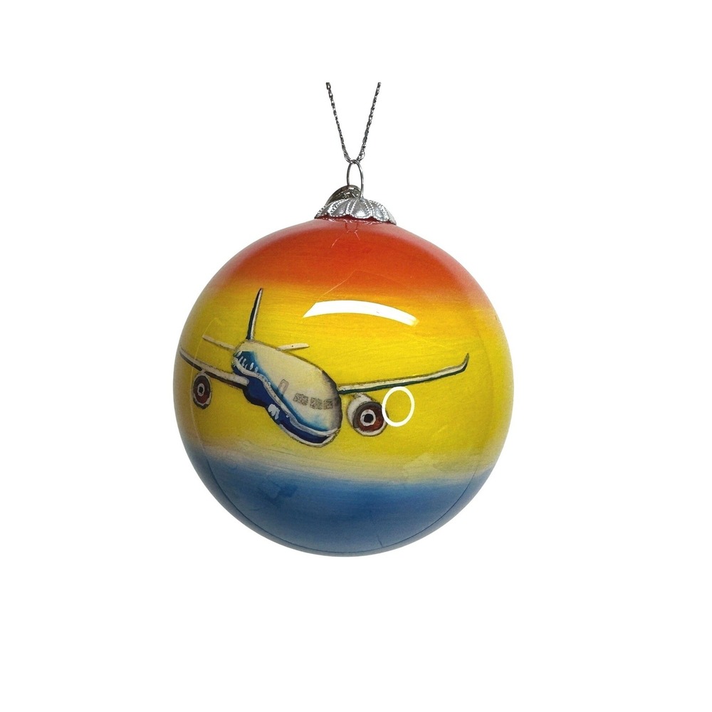 Boeing 787 Hand Painted Glass Ornament‎ Christmas 2011 Inside Painted w/Box